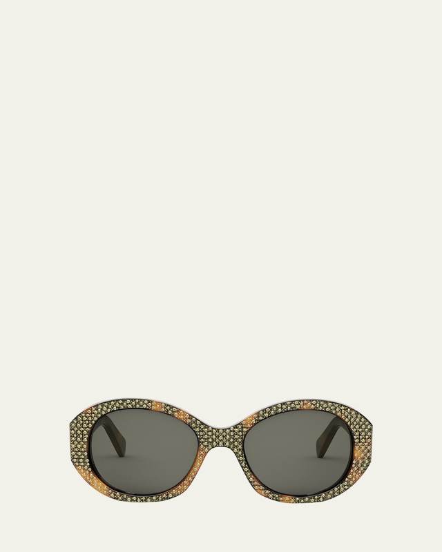 Embellished Brown Acetate Round Sunglasses